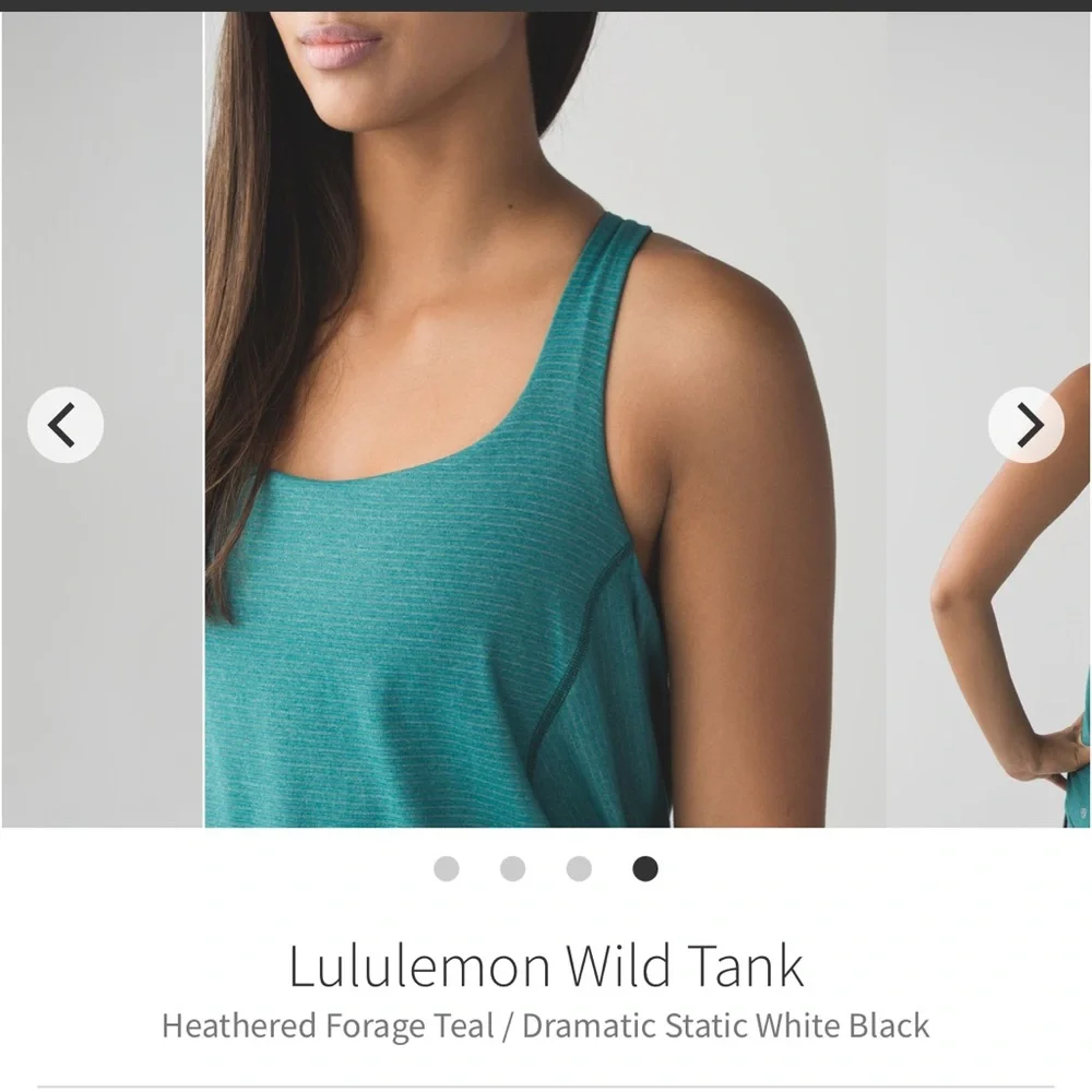 Lululemon wild tank heather forage teal dramatic static white black Sz 6 - Picture 2 of 6